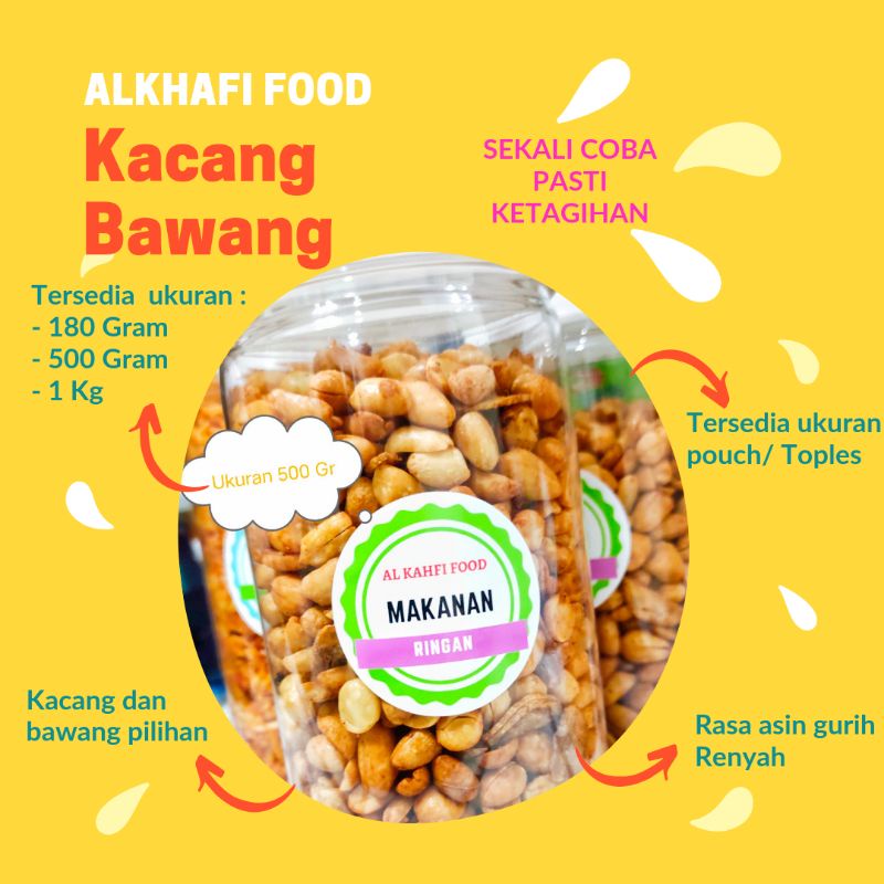 

KACANG BAWANG GURIH RENYAH TOPLES PREMIUM - 500 gr - ALKAHFI FOOD