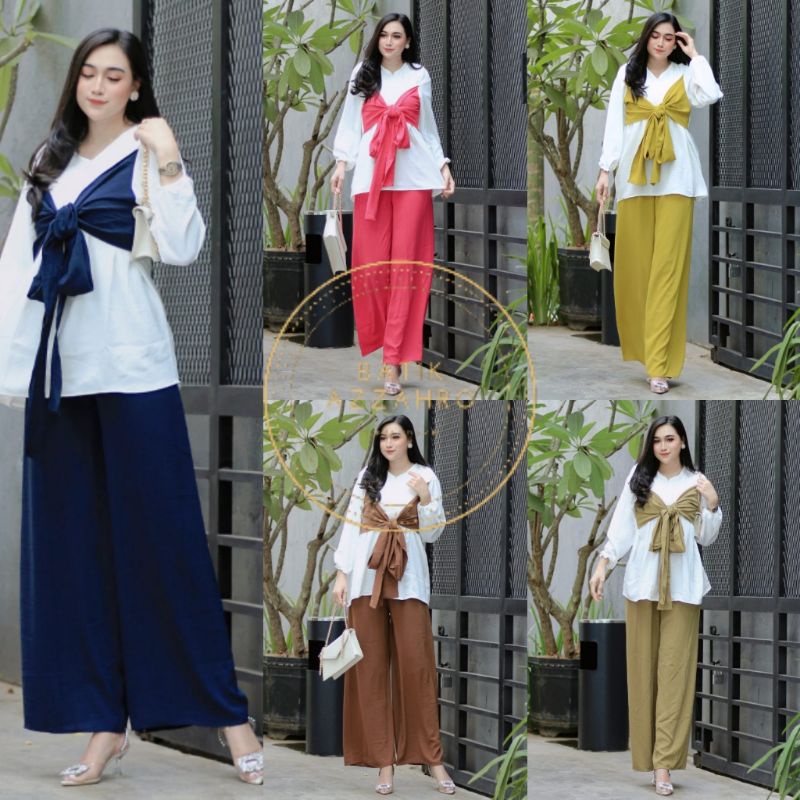 One Set Lesti | Setelan Viral Lengan Panjang | Setelan Wanita Lesti Crinkle Airflow | Setelan Cringk
