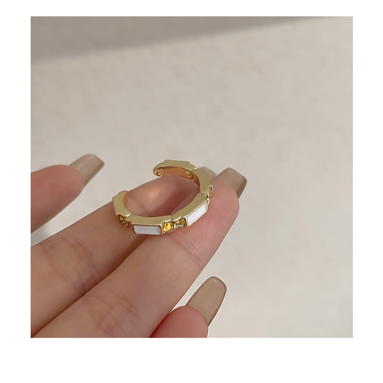 (open ring)Cincin Model Terbuka Bentuk Kotak Warna Putih Gaya Korea (TR - 004)