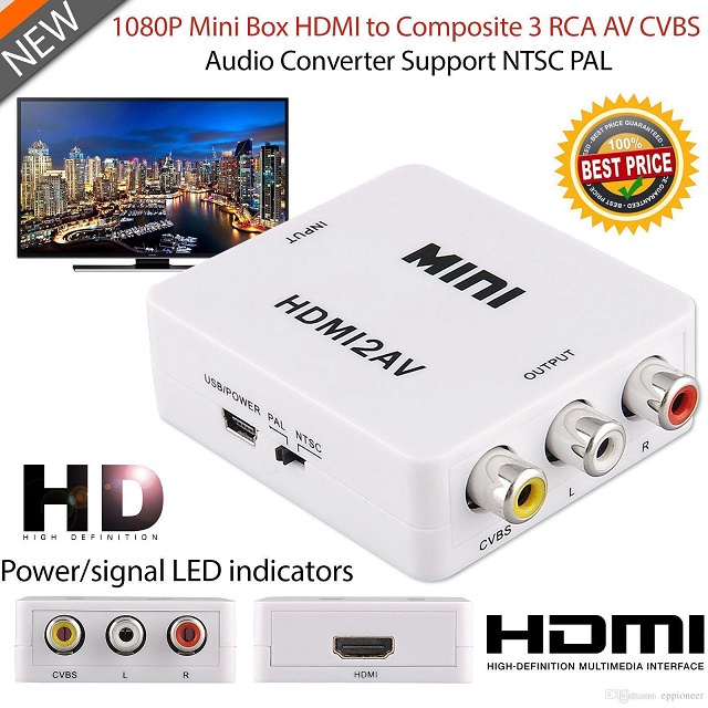 HDMI To AV RCA Converter Adapter Mini Box