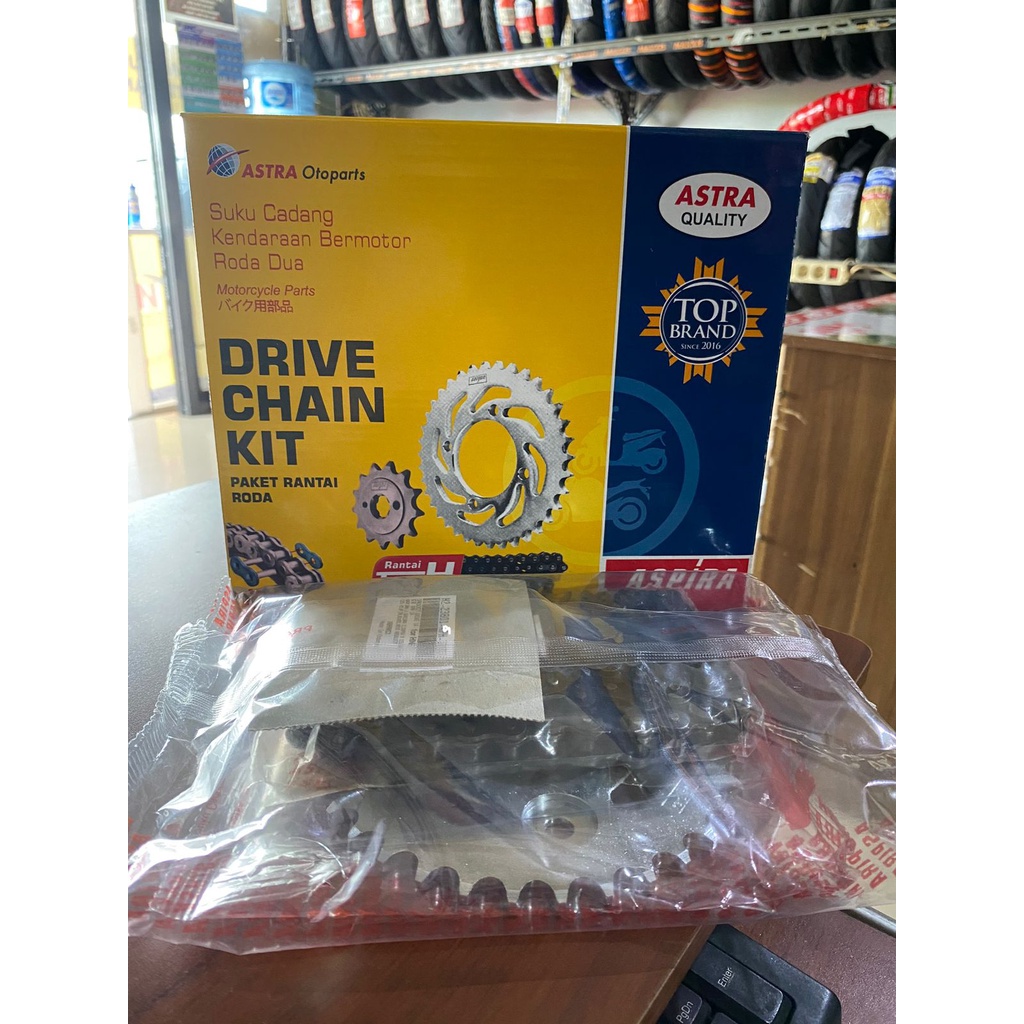 GEAR SET DEPAN BELAKANG PLUS RANTAI MOTOR CB150R ASPIRA TIPE K45 NEW ORI ASTRA OTOPARTS