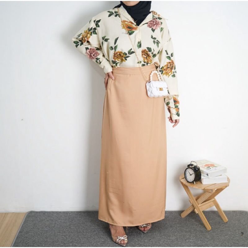 ROK PLAIN A LINE SKIRT - GAMAR SHAKILA POLOS TERSEDIA SIZE JUMBO