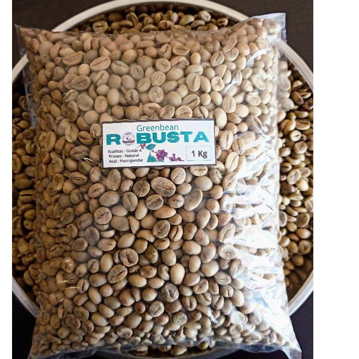 BISA COD ✔️Biji Kopi mentah / greenbean Robusta asli lereng Semeru 1Kg|KD5