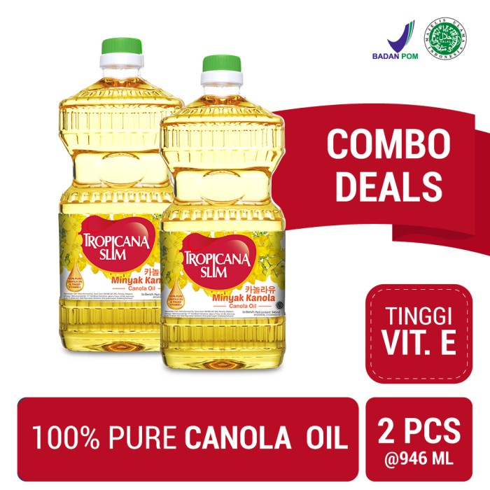 

Twin Pack: Tropicana Slim Minyak Kanola 946ml - Pure Canola Oil
