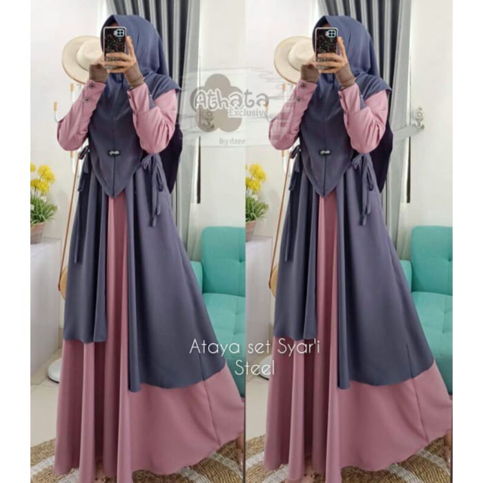 ATAYA SET SYAR'I ORI BY ATHATA MODEL POLOS TERBARU MURAH COD / GAMIS TERLARIS / FASHION WANITA KEKIN