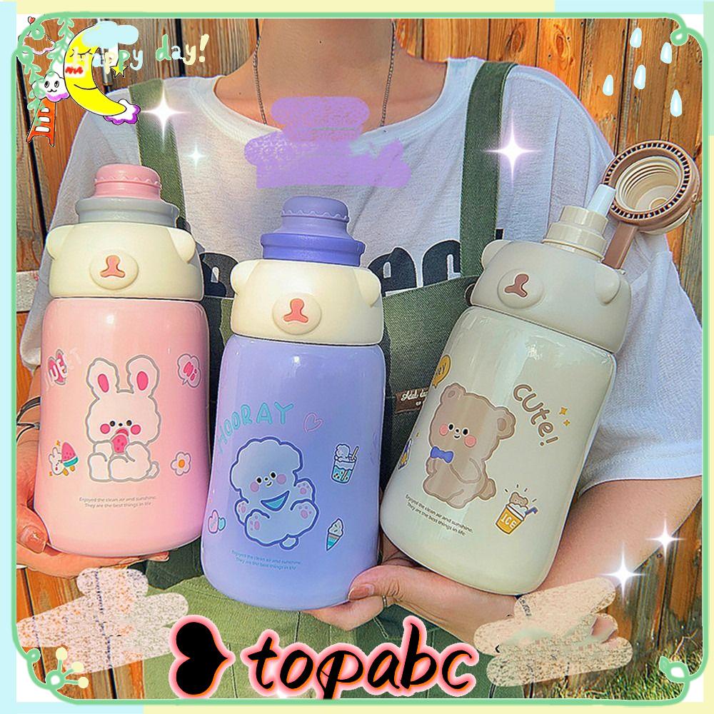 Top 1130ML Thermal Mug Insulated Kapasitas Besar Gadis Lucu Cangkir Jerami