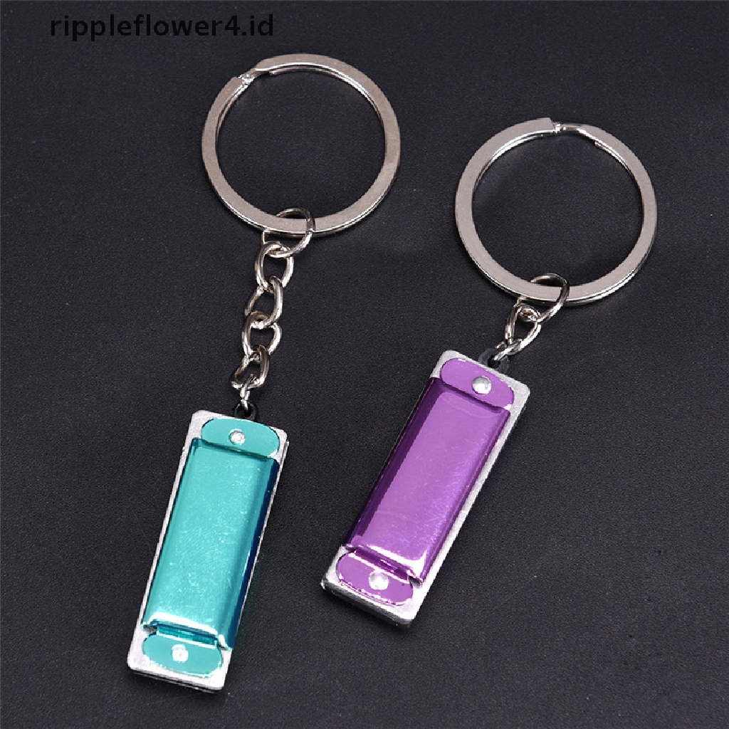 {rippleflower4.id} Warna Random Gantungan Kunci Harmonika Mini Mulut Organ Keyring Tergantung Rad Silver Nada~