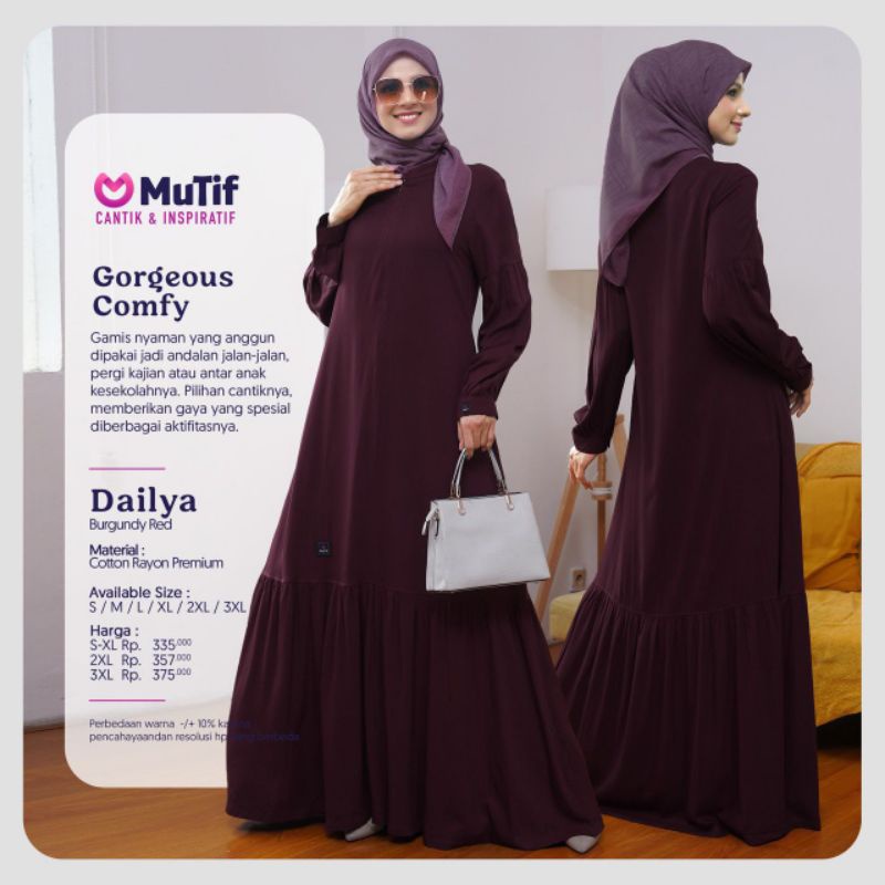 GAMIS MUTIF DAILYA JET BLACK BURGUNDY RED NAVY NIGHT GREEN OLIVE