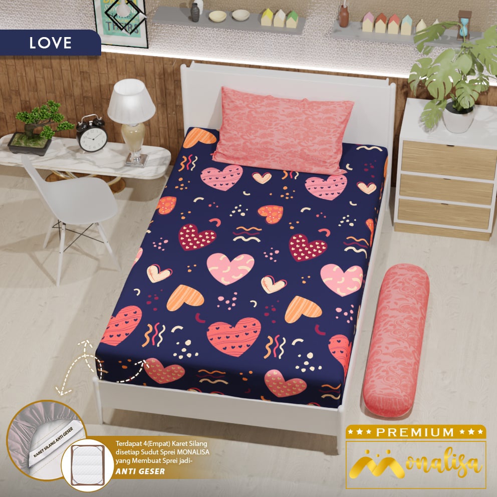 Monalisa Premium Sprei Uk 90/100/120 - Love
