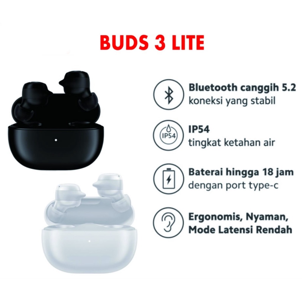 Headset Bluetooth TWS Buds 3 Lite Wireless Buds 3 Lite Model Touch