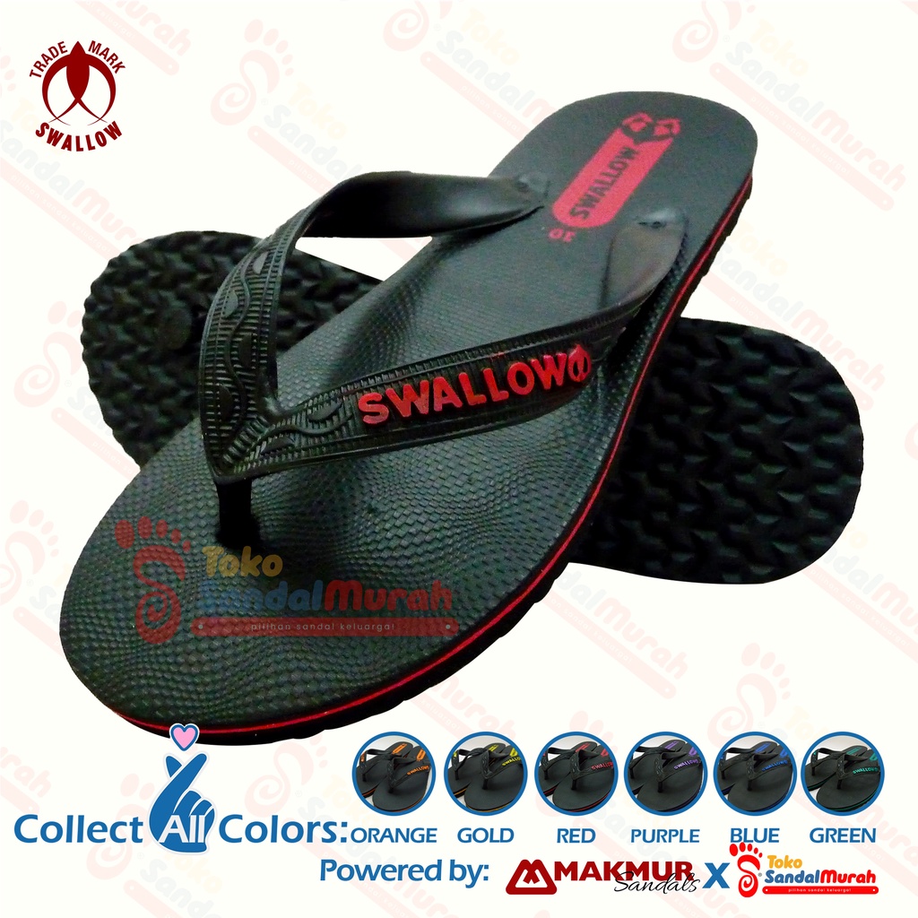 Toko Sendal Murah - Sendal Jepit Swallow Black Pearl M02 - Sandal Japit M02 Swallow Hitam Aksen warna Metallic Pearl [Tk Sendal Murah M 05 Swl BPM02 B]