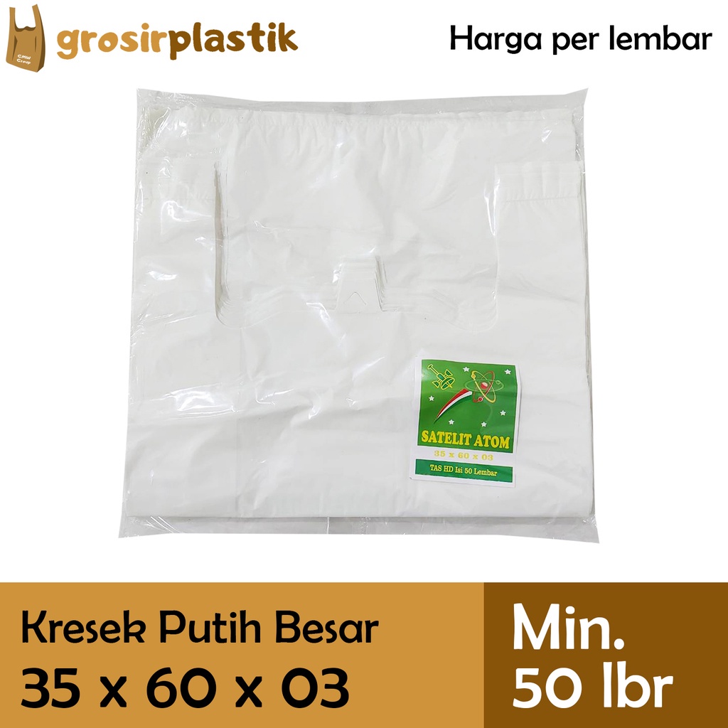 [LBR] M037 Kantong Kresek Satelit Atom 35 x 60 x 03 Putih min 50 lbr