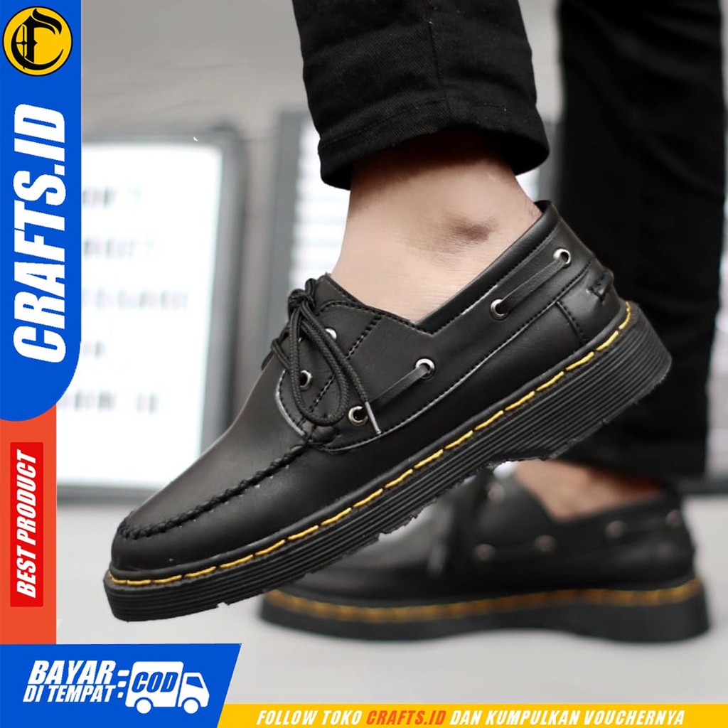 CRAFTS vegit - Sepatu Loafers Docmart Formal Casual Kerja Hitam Pria