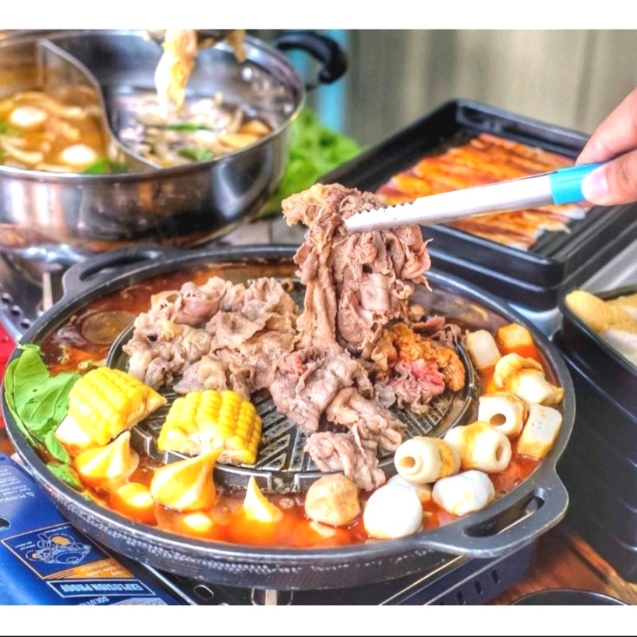 Grill Shabu Pan Panggangan Panci Tempat BBQ 2in1 Korean Bulgogi Bakar