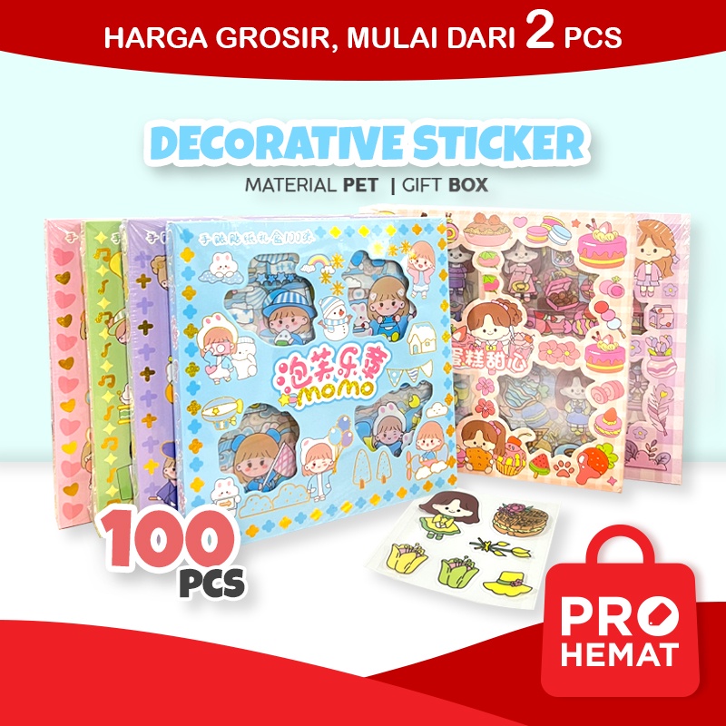 

PROHEMAT Stiker SET Motif Kartun Korea Lucu Anti Air Dekorasi Handbook Scrapbook Sticker DIY Sticker Buku Aesthetic Waterproof / Box isi 100 lembar