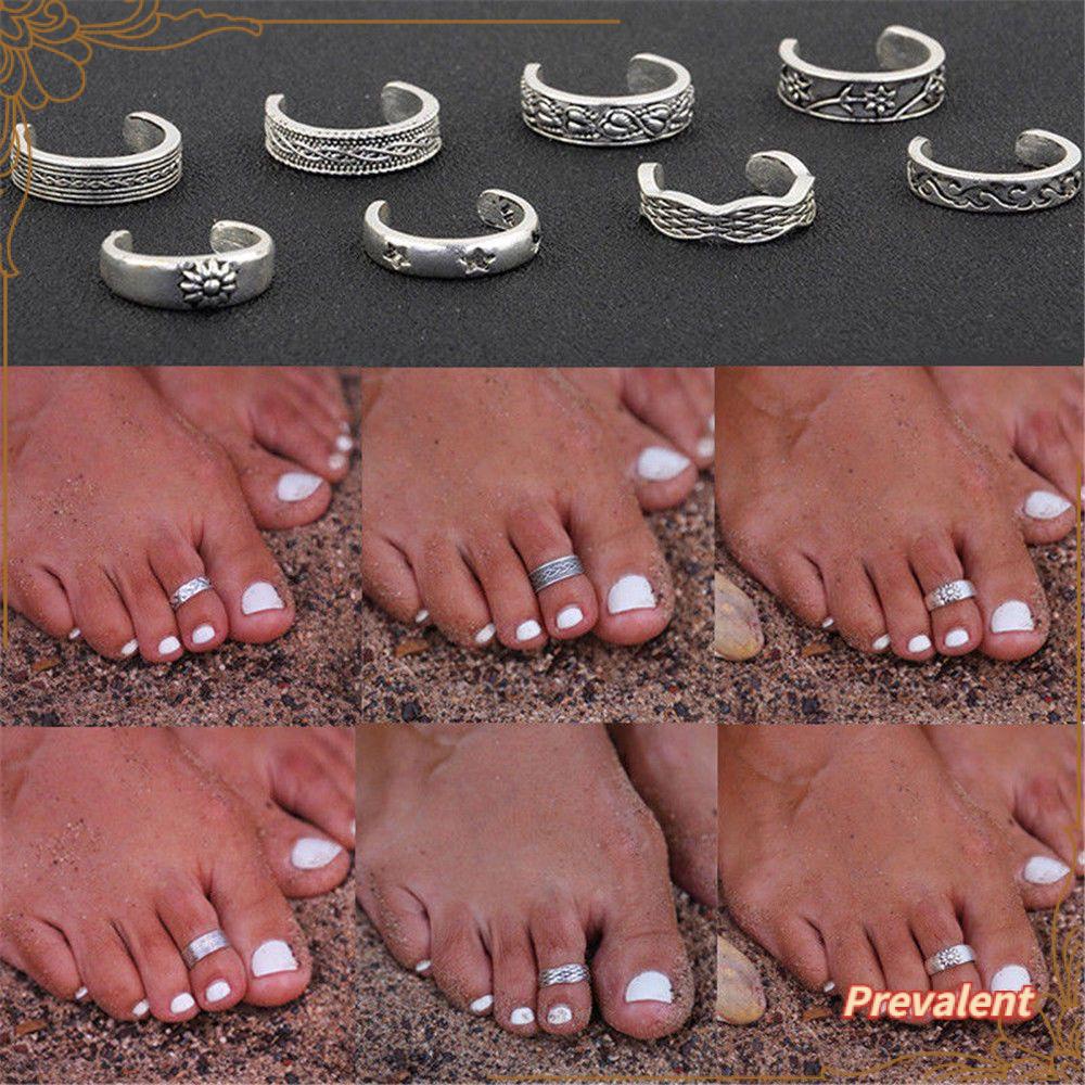 Preva 8PCs/Set Cincin Jari Kaki Set Tendy Bohemian Vintage Perhiasan Pantai