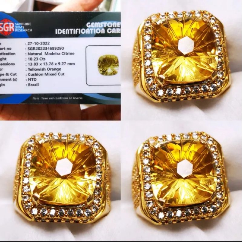 CINCIN BATU PERMATA NATURAL YAKUT MADEIRA CITRINE(YAKUT) MEMO SGR LAB