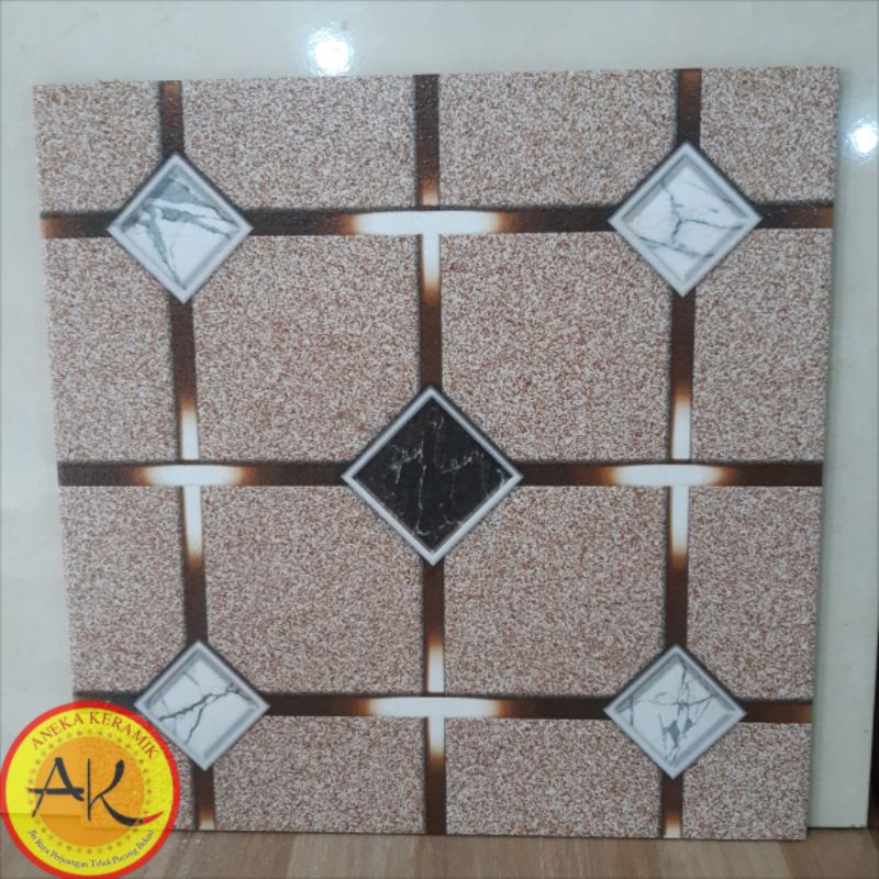 Keramik Lantai Taman/Garasi Kasar Matt Motif Hexagon 40x40 Hummer Brown