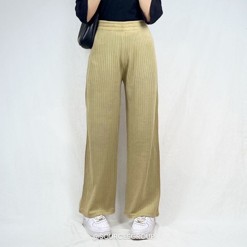 Yoora Pants Kulot Wanita Tebal HighWaist Knit Premium - Celana Panjang