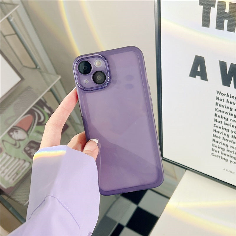 IPHONE Pelindung Kamera Case Transparan Untuk Iphone14 13 Pro Max11 12 Pro Max7 +8 14 Plus X XR Xs Max Warna Permen TPU Soft Silicone Case Metal Ring