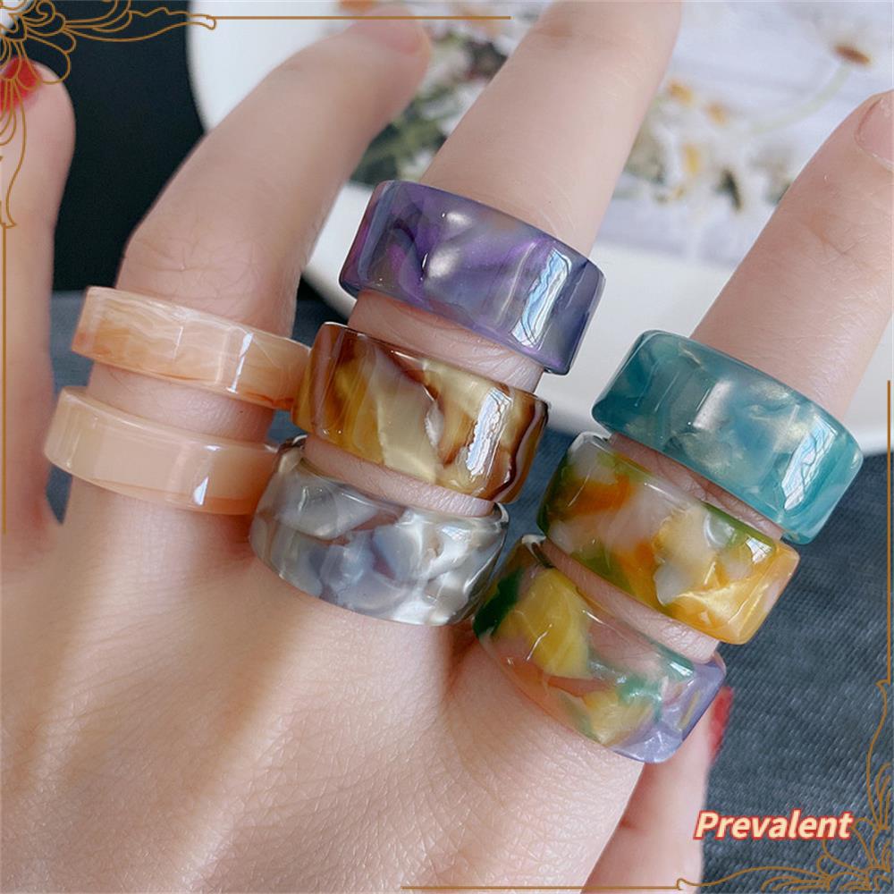 Preva Cincin Akrilik Korea Statement Fashion Jewelry Tebal Bulat Cincin Warna Warni