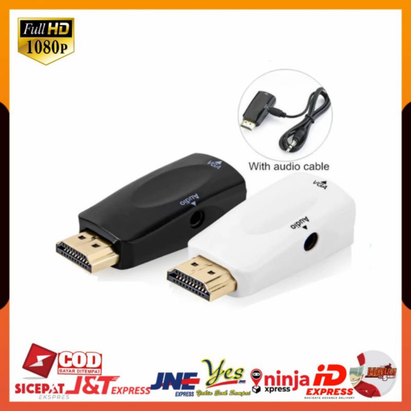 (COD) CONECTOR ADAPTER CONVERTER HDTV TO VGA WITH PORT AUDIO FULL HD 1080P / DARI LAPTOP KE MONITOR PROYEKTOR