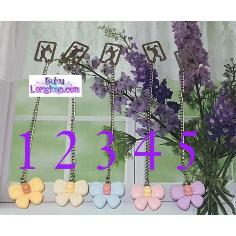 

Pembatas Buku rantai / bookmark pita Bahan Metal & clay Untuk Sekolah / Kantor 02