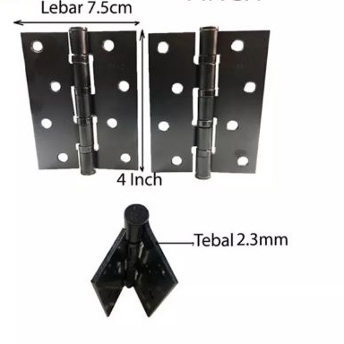 ENGSEL TEBAL 4" HITAM/ENGSEL JENDELA PINTU RUMAH KANDANG LEMARI/Engsel Pintu Tebal Iron Hinge BERKUALITAS