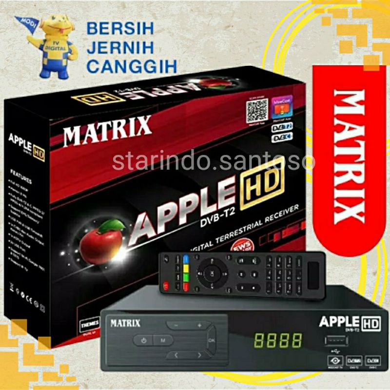 original STB MATRIX merah Set Top Box apple DVB T2 tv tabung digital setup full HD