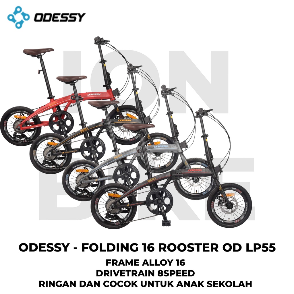 Sepeda Lipat 16 Odessy Rooster 8 Speed Alloy Discbrake Seli Folding Bike Awet Allumunium Termurah Mu