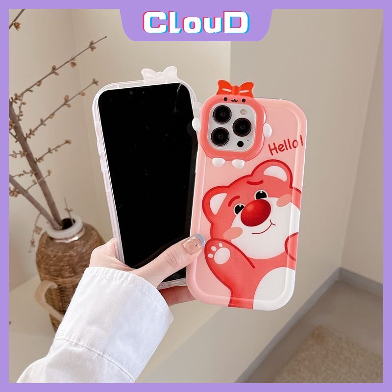 Casing Realme C35 C20A C12 C25 C25s C20 C25Y C3 C30 C17 C11 C21Y C15 C33 C21 C31 C2 8Pro 9i 7 5 8 9 7i 9Pro+5i 6i Cute Manyo 3D Bow Monster Lens Soft Tpu Kartun Beruang Case Tempat Kotak Makan