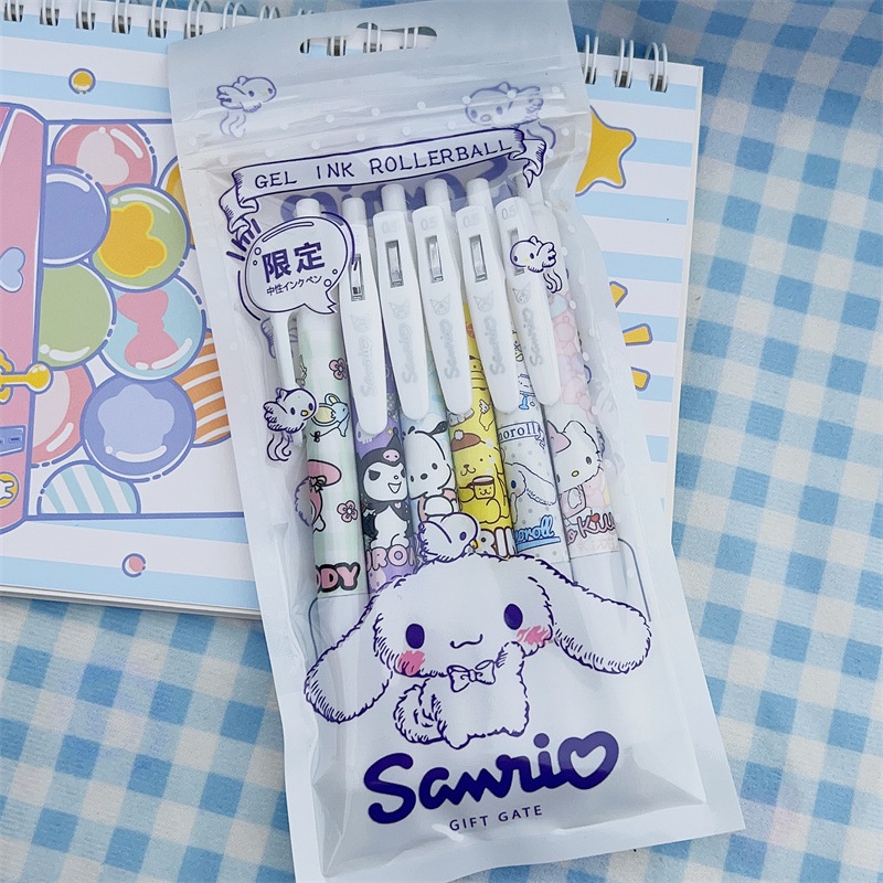 6pcs /set Kawaii Stationery Gel Pen Perlengkapan Sekolah Pena Hal Lucu Pulpen Untuk Sekolah Anime Stationery Pens Kit