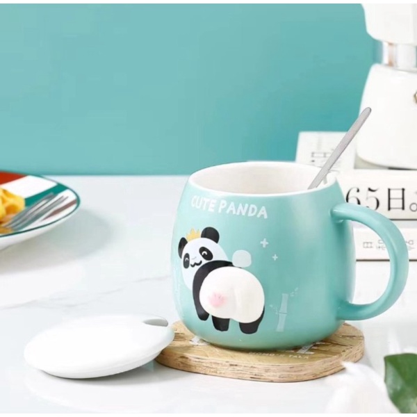 

RUMAUMA Dijual Murah 450ML Limited Squish Porcelain Cangkir Panda - SET Anti Mug Panas Minum Green