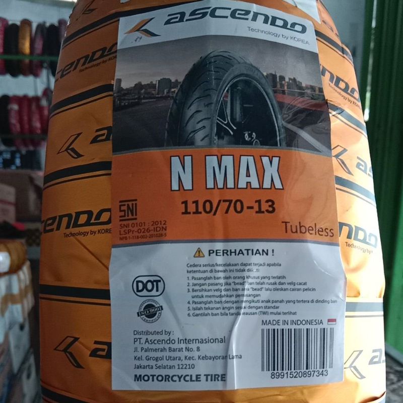 Ban Luar NMAX Ascendo ukuran 110/70-13 Tubles