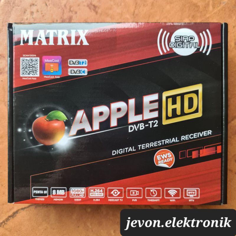 Set Top Box TV Digital STB Matrix Apple HD Merah DVB Wifi Terbaik 2 USB Port