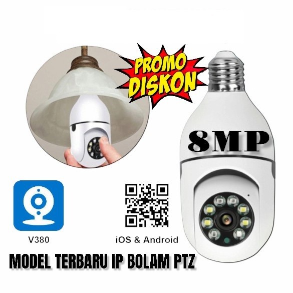 KAMERA CCTV LAMPU IP WIRELESS PANORAMA FISHEYE 360 - Ip Cam Bohlam 360 - YS Shop