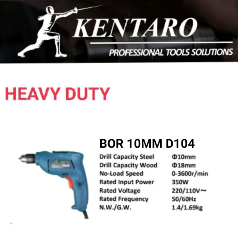 BOR LISTRIK 10MM TYPE D104 HEAVY DUTY KENTARO JAPAN QUALITY