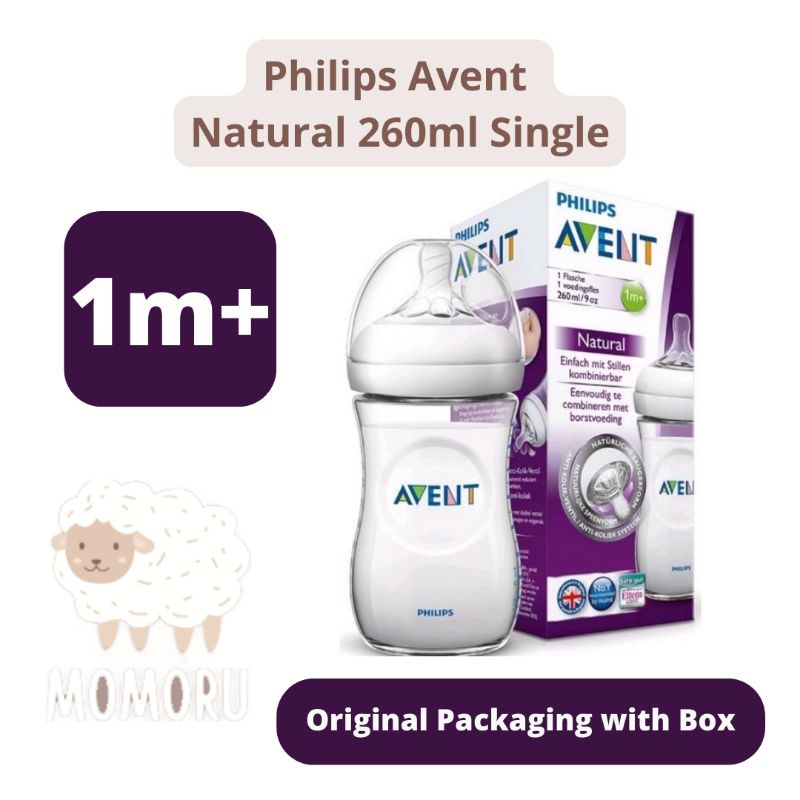 Philips Avent Natural Bottle 260ml 1M+ Wide Neck Single Botol Susu Philips Avent