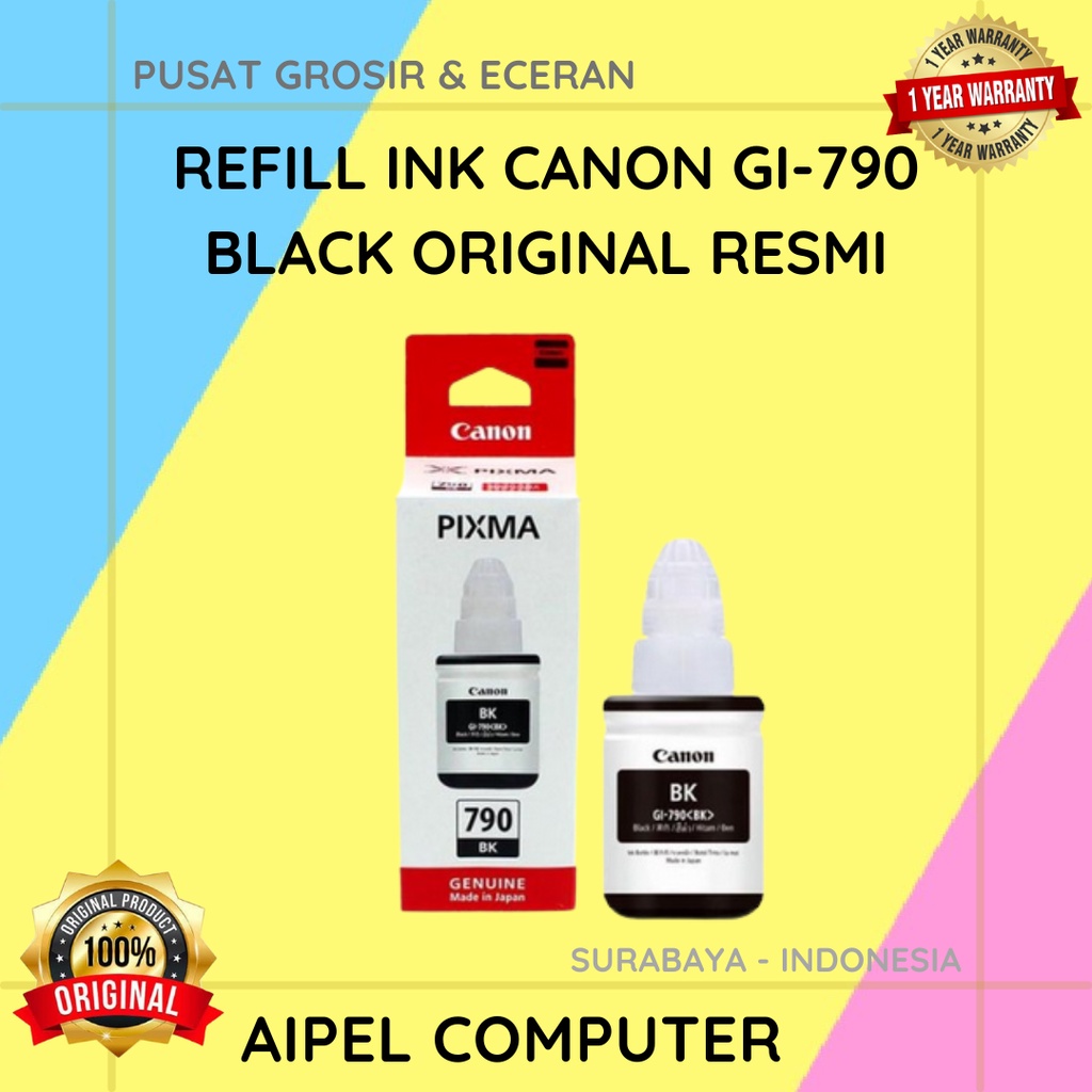 GI790K | REFILL INK CANON GI-790 BLACK ORIGINAL RESMI