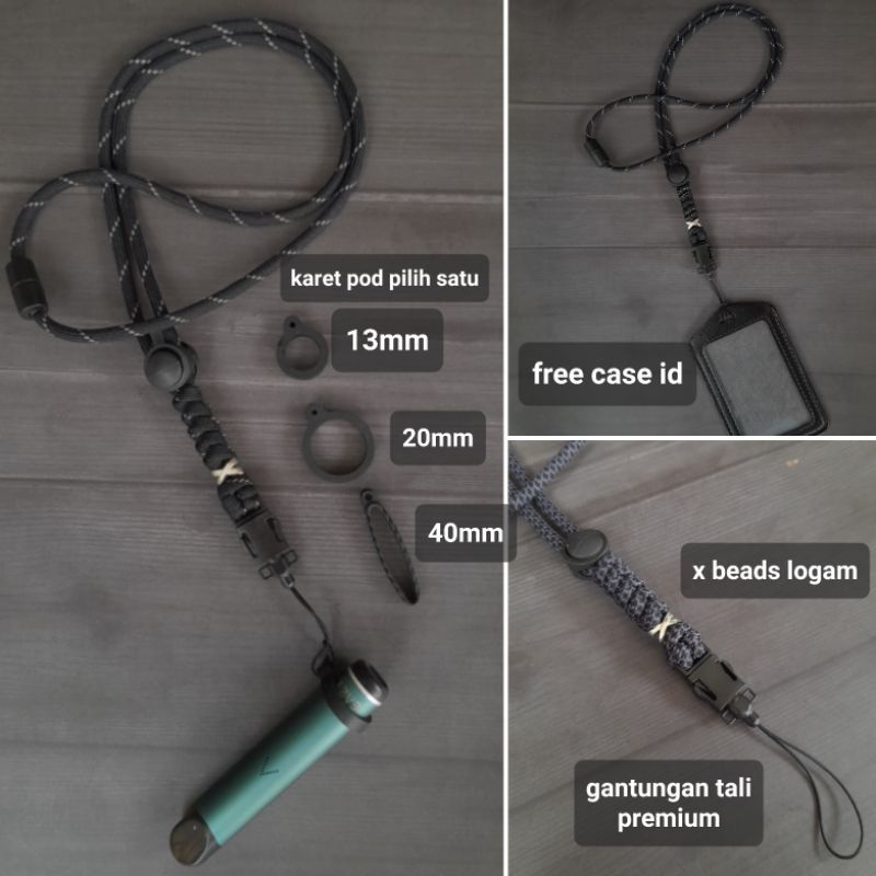 Lanyard ID Gantungan Tali Premium Paracord Tactical Holder ID Nametag Kulit Panjang Tali 50cm