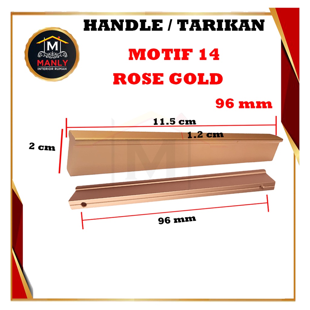 Handle Gagang Tarikan Laci Dapur Furniture Lemari Rose Gold &amp; Hitam Motif 14 / Handel Tarikan Laci