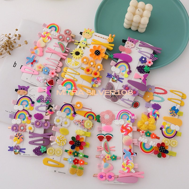 [MS108] JPT 07 - Jepit Rambut Anak Fashion Korea Set 14 Jepit Rambut Kartun Jepit Rambut Murah untuk Gadis