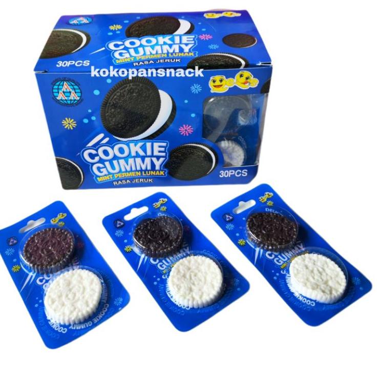 

═╬═ AAA Cookie Gummy Permen Rasa Jeruk Box isi 30 pcs