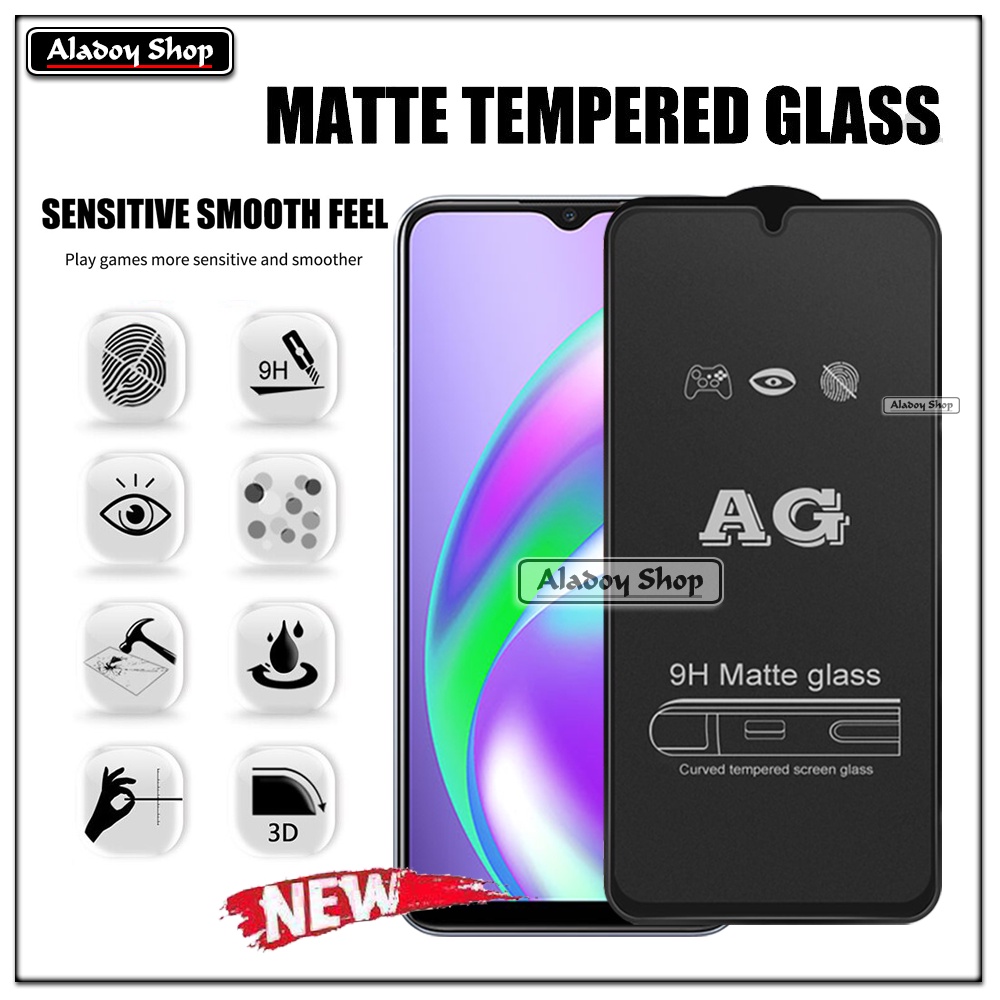 Paket 3IN1 Tempered Glass Layar Matte Anti Glare Realme C12 Free Tempered Glass Camera dan Skin Carbon