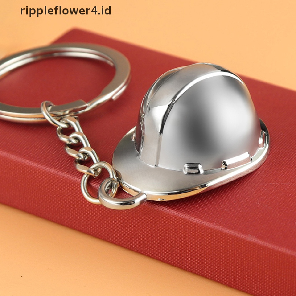 {rippleflower4.id} Topi Keras Logam Simulasi Mini Gantungan Kunci Keyring Liburan Kreatif Perhiasan Hadiah~