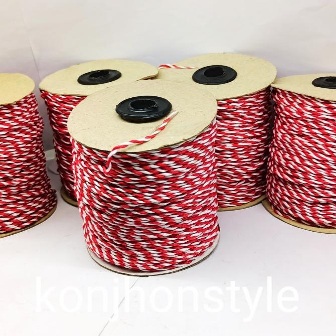 

tali katun handmade /tali box merah putih