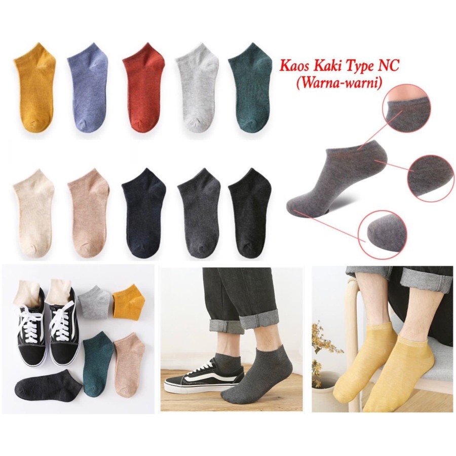 JH KAOS KAKI POLOS NC WARNA WARNI / KAOS KAKI PENDEK WANITA ANAK PRIA