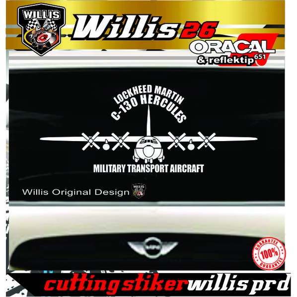 Stiker Kaca Mobil Lockheed Martin c-130 Hercules Sticker Pesawat Angakat Tni Au