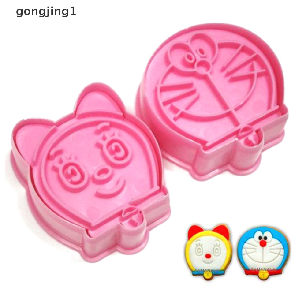 Ggg 2pcs /set Jingle Cats Plastik Food Grade Dan Doraemon Cookies Cutter/Alat Stempel ID