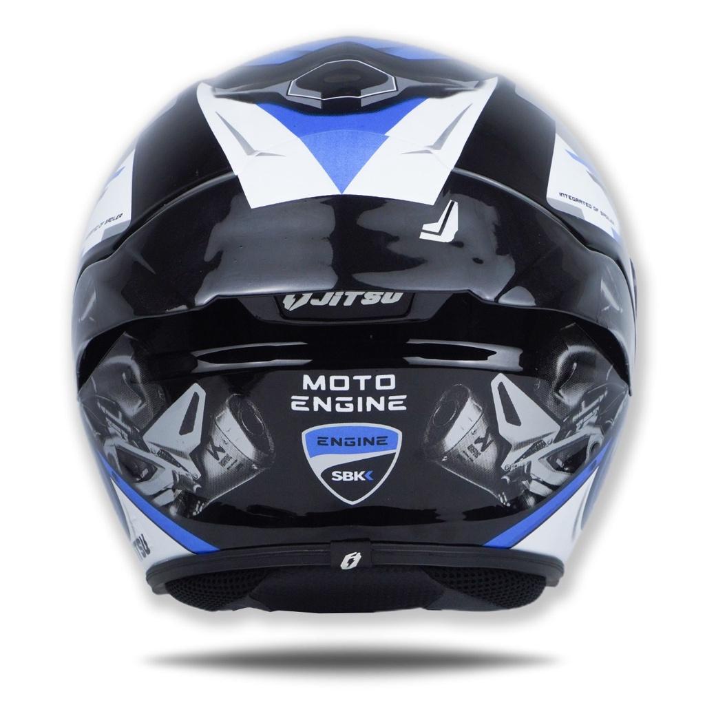 Jitsu Helm Half Face Moto Engine Black Blue